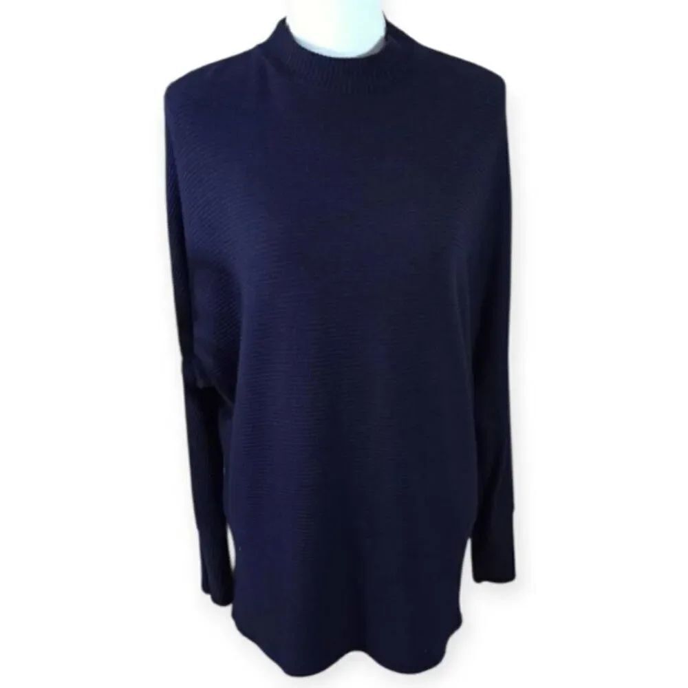 MATTY M DK BLUE MOCK NECK SWEATER SZ.S/M EUC